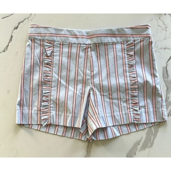 Loft NWT Striped Ruffle Shorts in Blue/Red Size 2 - Picture 1 of 5